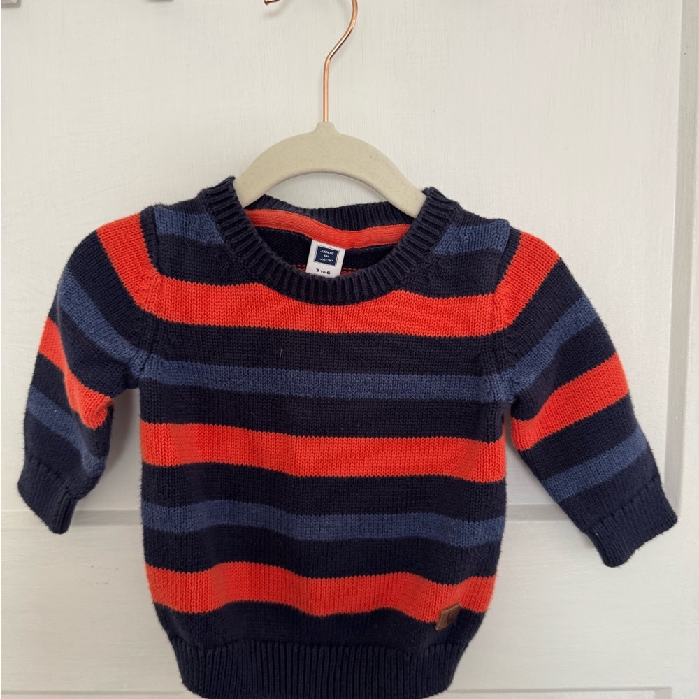 Janie and Jack Navy and Red Striped Sweater